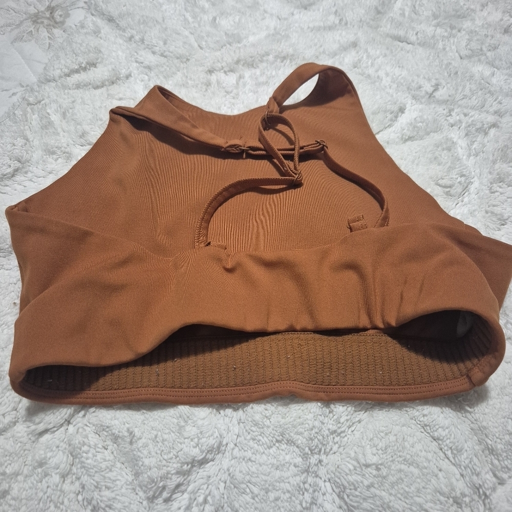 Girlfriend Collective Women's Sports Bra in Rust...topanga Halter Bra..size:S - Picture 9 of 10
